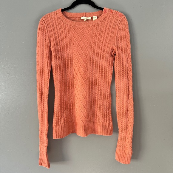 Inhabit Sweaters - Inhabit Cashmere Blend Coral Cable Knit Sweater | Coral